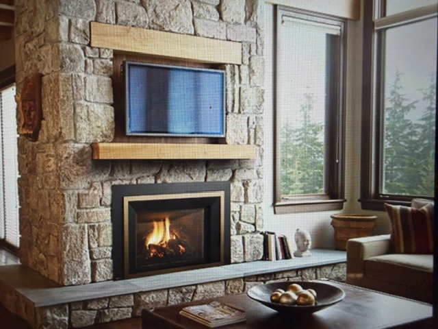 Stone fireplace